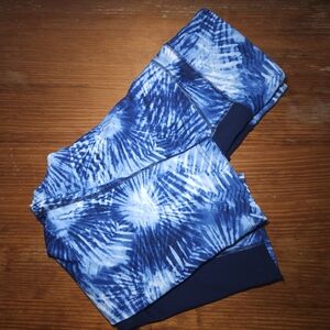 Lands' End EUC Womens Capri Blue Tie-Dye Leggings • Size M
